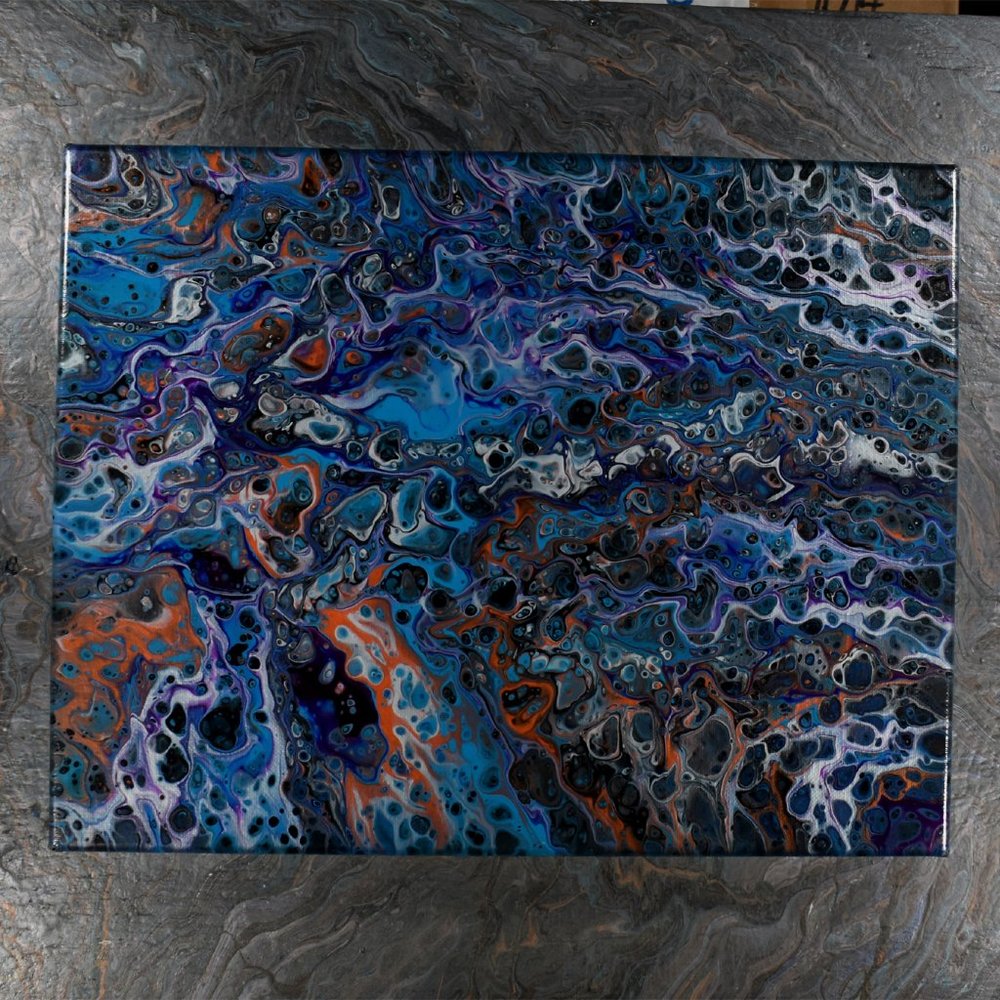 Acrylic Pour Painting 11x14 Clear coated